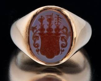 Ladies Carnelian Intaglio Signet Ring 