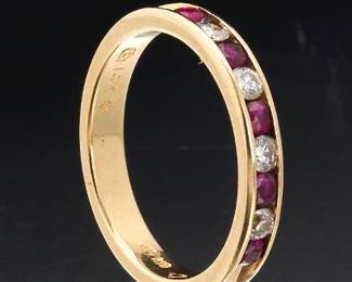 Ladies Gold, Ruby and Diamond Band 