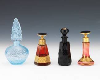 Four Art Glass Perfume Bottles