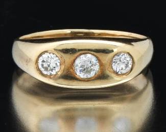 Ladies Gold and Three Diamond Ring 