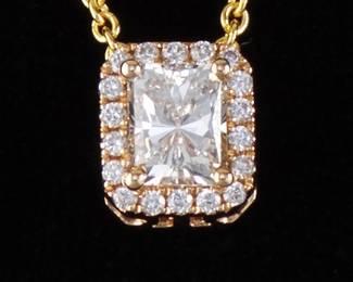 Ladies Gold and Diamond Slider on Chain 