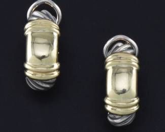 David Yurman Pair of Gold and Sterling Silver Earrings 