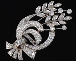 Retro Gold and Diamond Spray Brooch 