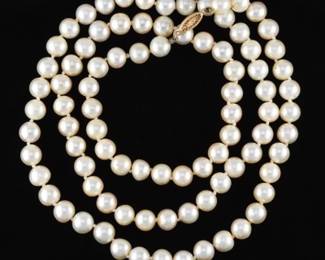 Ladies Gold and Pearl Lariat Necklace 