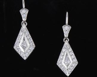Michael Beaudry Pie of Platinum and Diamond Kite Drop Earrings 