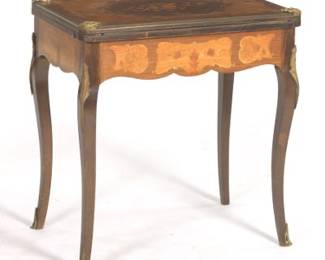 Flip Top Marquetry Game Table