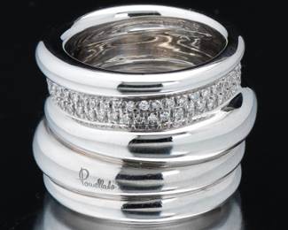 Ladies Pomellato Italian Gold and Diamond Wide Band 