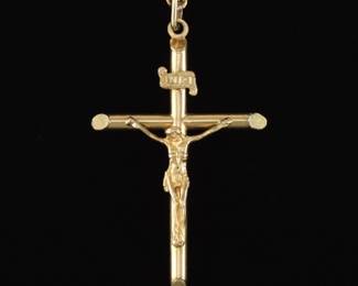 Oversized Crusifix Pendant on Figaro Chain 