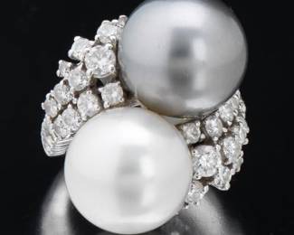 South Sea Pearl and Diamond Ring 