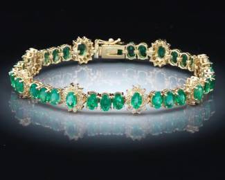 Ladies Emerald and Diamond Bracelet 