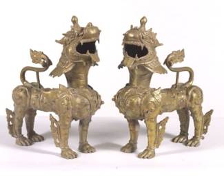 Pair of Brass Foo Dogs