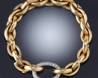 Contemporary Gold and Diamond Bracelet 