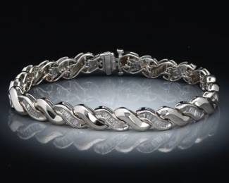 Ladies White Gold Diamond Bracelet 