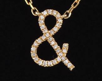 Ladies Gold and Diamond  Ampersand Chain Necklace 