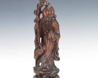 Chinese Carved Wood Longevity Shou Lao