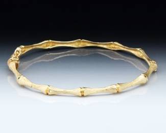 Ladies Vintage Gold Bamboo Style Bangle 