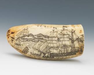 Carved Scrimshaw Whaler Lion