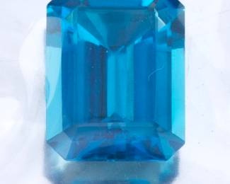 Unmounted 24.35 Carat Step Cut London Blue Topaz Gem, Certificate 