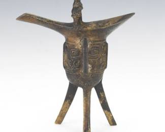 Chinese Archaic Style Bronze Jue Cup
