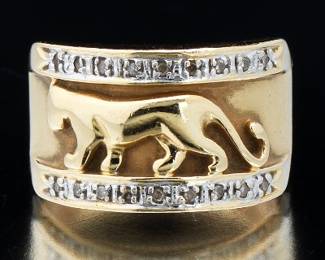 Ladies TwoTone Gold and Diamond Panther Band 