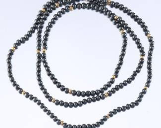 Ladies Gold and Hematite Beads Necklace 