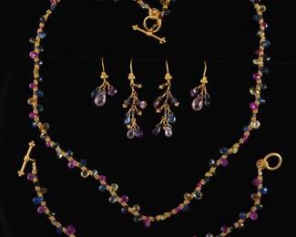 High Karat Gold and Gemstone Briolette Suite 