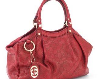Gucci Sukey Red Leather Guccissima Bag