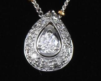 Ladies Italian TwoTone Gold and Diamond Slider on Fancy Chain 