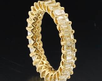 Ladies Gold and Fancy Light Yellow Diamond Eternity Band 