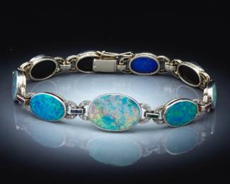 French Art Deco Gold, Opal, Diamond and Gem Stones Bracket, Retail by Neil Lane 