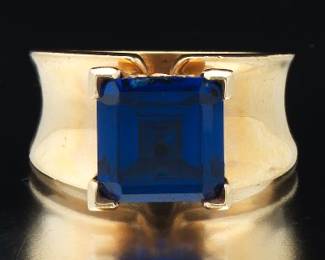 Ladies Gold and Blue Stone Ring 
