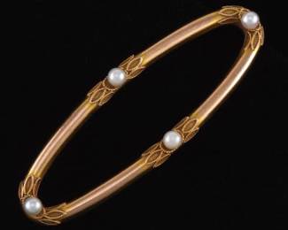 Antique Gold and Pearl Hair Barette 