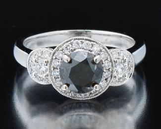 Ladies Gold, Black and White Diamond Ring 