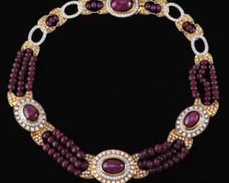 Impressive 95.10 Carat Ruby and 9.38 Carat Diamond Choker NEcklace 