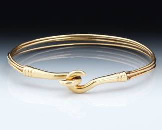 Ladies Vintage Gold Double Hook Wire Bracelet 