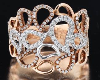 Ladies TwoTone Gold and Diamond Freeform Ring 