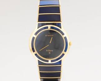 18K and Patented Lab Grown Blue Sapphire Eterna Quartz Wristwatch Made For H. Stern