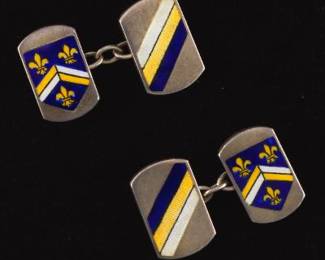 A Pair of Sterling Silver Enamel Cufflinks 