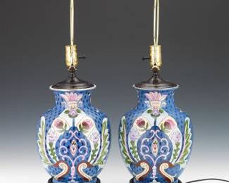 Pair of Ottoman Empire Style Ceramic Lamps