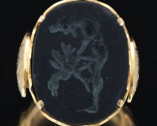 18k Gold and Intaglio Ring 
