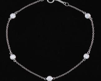 Tiffany Co. Elsa Peretti Platinum Diamond by the Yard Bracelet