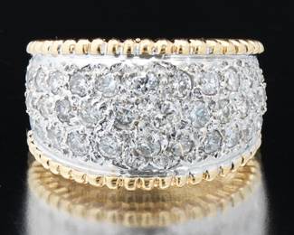 Ladies TwoTone Gold and Diamond Dome Ring 