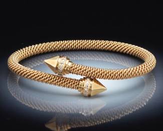 Ladies Gold and Diamond Bypass Bracelet