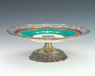 Silver Mounted Porcelain Tazza 