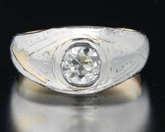 Art Deco Gentlemans 0.75 Carat Diamond Ring 