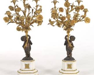 Pair of French Empire Cherub Candelabra, 19th Century 