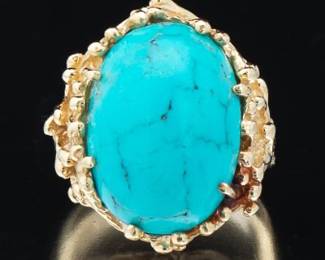 Ladies Gold and Turquoise Ring 