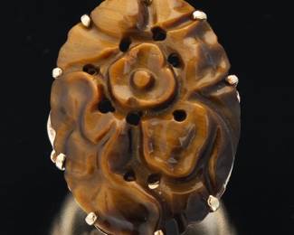 Carved Tiger Eye Ring 
