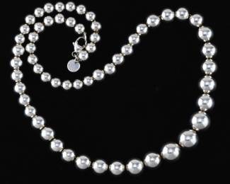 Tiffany Co. Sterling Silver Graduated Beads Neckalce