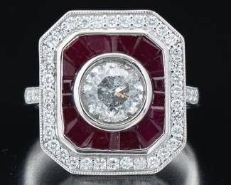 Ladies 1.52 Carat Diamond and Ruby Ring 
